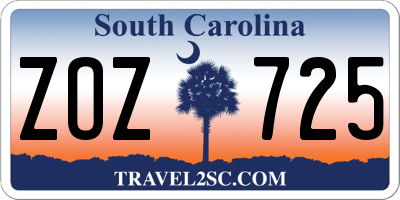 SC license plate ZOZ725
