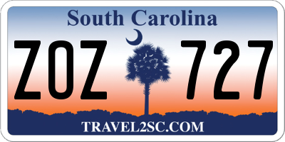 SC license plate ZOZ727