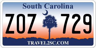 SC license plate ZOZ729