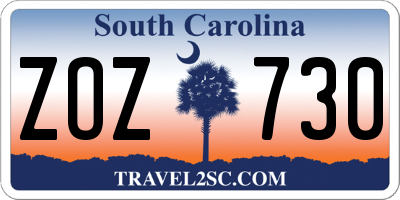SC license plate ZOZ730