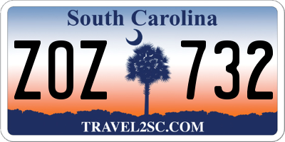 SC license plate ZOZ732