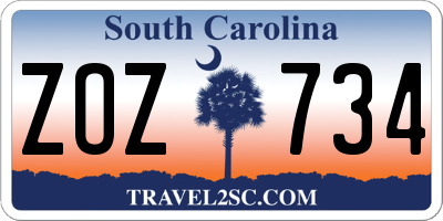 SC license plate ZOZ734