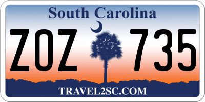 SC license plate ZOZ735