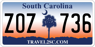 SC license plate ZOZ736