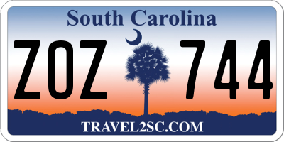 SC license plate ZOZ744