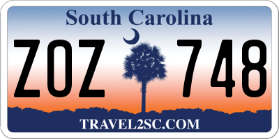 SC license plate ZOZ748