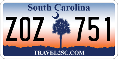 SC license plate ZOZ751
