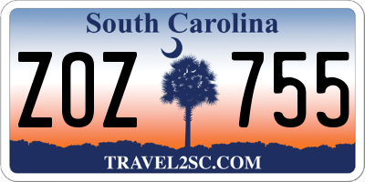 SC license plate ZOZ755