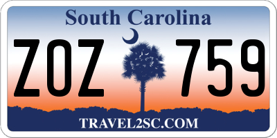 SC license plate ZOZ759