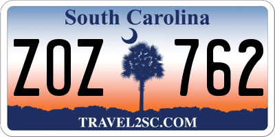 SC license plate ZOZ762