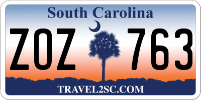 SC license plate ZOZ763