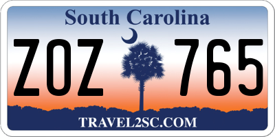 SC license plate ZOZ765