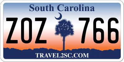 SC license plate ZOZ766
