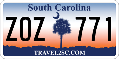 SC license plate ZOZ771