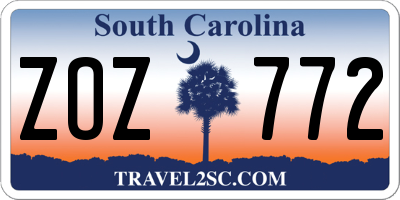 SC license plate ZOZ772