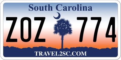 SC license plate ZOZ774