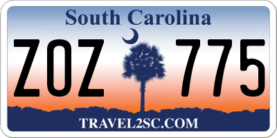 SC license plate ZOZ775