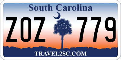 SC license plate ZOZ779