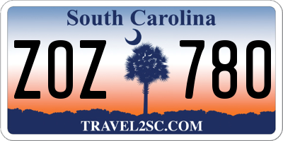 SC license plate ZOZ780