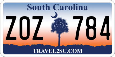 SC license plate ZOZ784