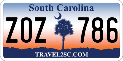 SC license plate ZOZ786