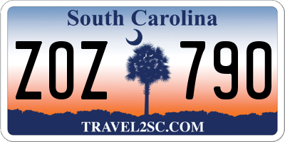 SC license plate ZOZ790