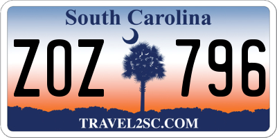 SC license plate ZOZ796