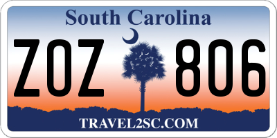 SC license plate ZOZ806