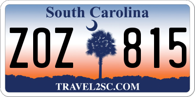 SC license plate ZOZ815