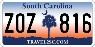 SC license plate ZOZ816