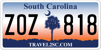 SC license plate ZOZ818