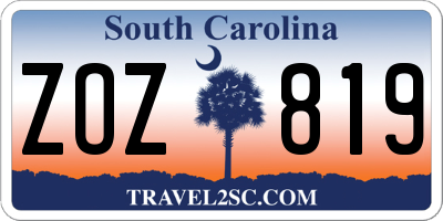 SC license plate ZOZ819