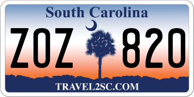 SC license plate ZOZ820