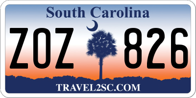 SC license plate ZOZ826