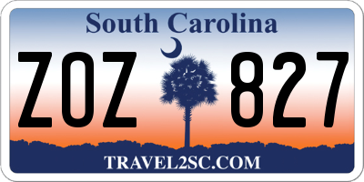 SC license plate ZOZ827