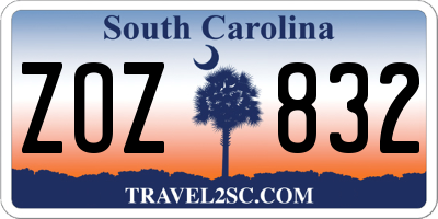 SC license plate ZOZ832