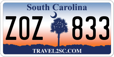 SC license plate ZOZ833