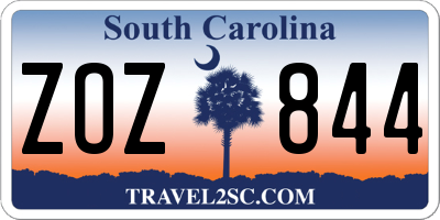 SC license plate ZOZ844