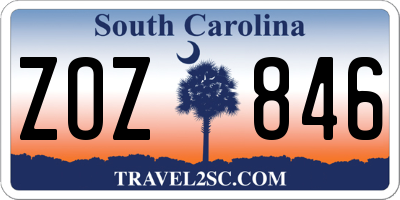 SC license plate ZOZ846