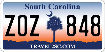 SC license plate ZOZ848