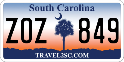 SC license plate ZOZ849