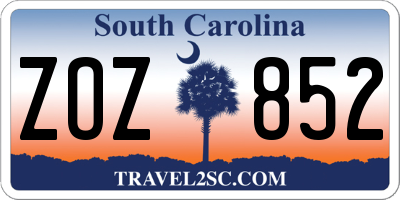 SC license plate ZOZ852