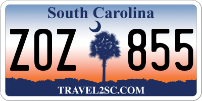 SC license plate ZOZ855