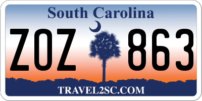 SC license plate ZOZ863