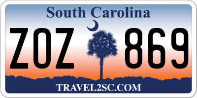 SC license plate ZOZ869