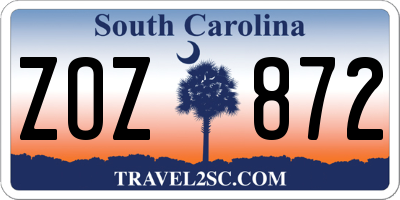 SC license plate ZOZ872