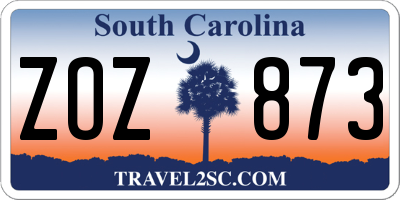SC license plate ZOZ873