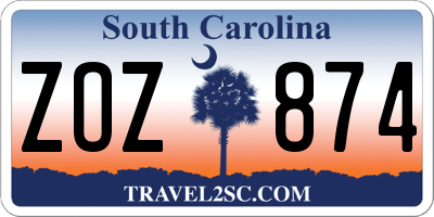 SC license plate ZOZ874