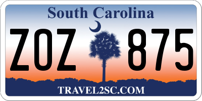 SC license plate ZOZ875