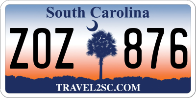 SC license plate ZOZ876